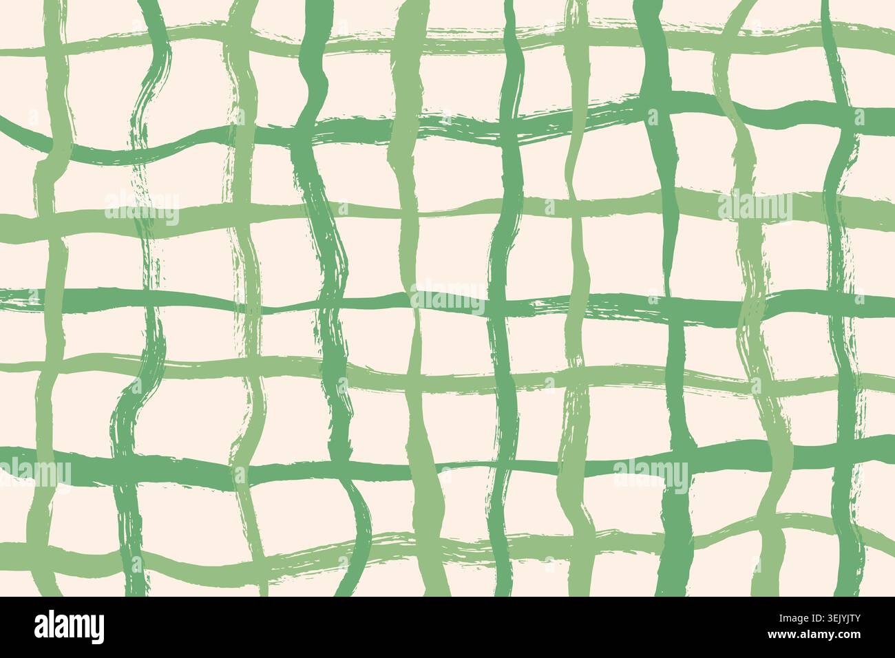 Pinselstrich Rasterlinie grüner Vektorhintergrund. Grunge karierte, unregelmäßige Linien im Hintergrund. Quadratisches Gittergewebe mit rauem Pinsel und Markierungslinien Stock Vektor