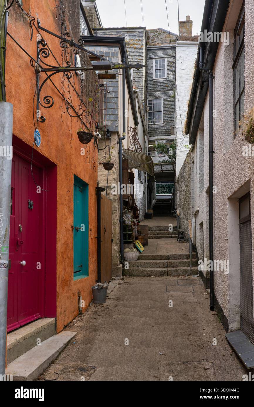 The Wheelhouse ehemalige Seafood & Auyster Bar am Upton Slip - eine historische, enge Gasse (oder „Oope“), die sich an der Church Street in Falmouth, Cornwall, befindet Stockfoto