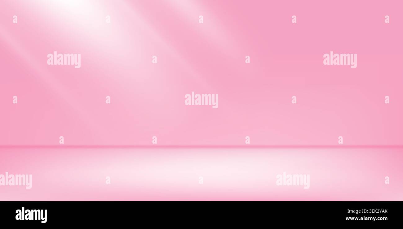 Leere pinkfarbene Studio-Kulisse, 3D-Raum-Produkt-Podium-Hintergrund. Saubere Massivwand und pastellfarbene Plattform-Gobo, abstrakter beiger Farbverlauf. Einfache Feder Stock Vektor