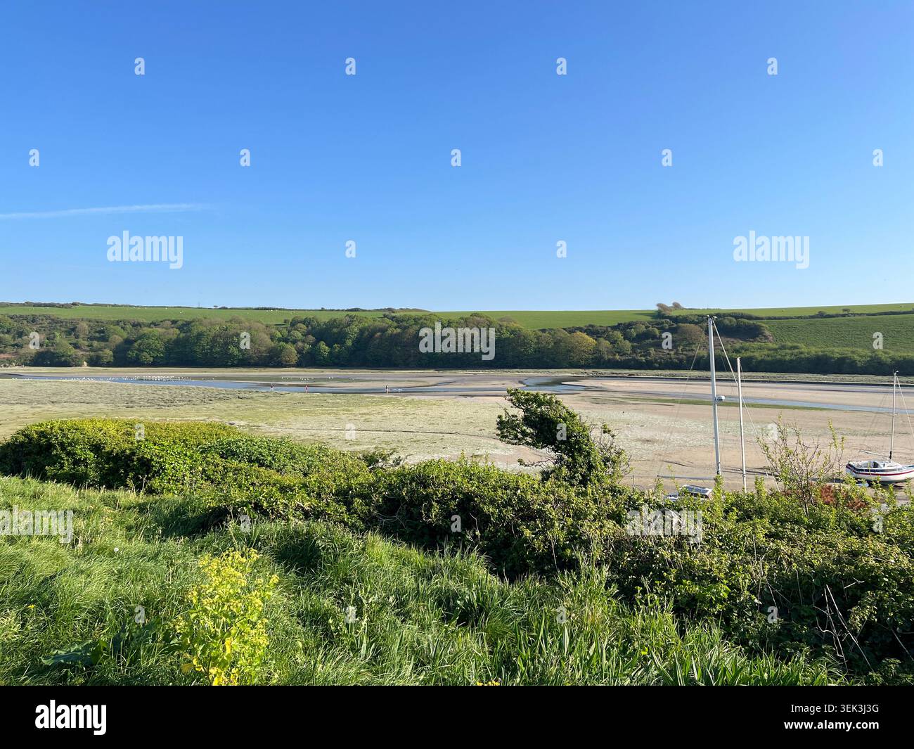 Blick auf die Gannel-Mündung in Newquay, Cornwall, England. - Smartphone-aufgenommenes Stockfoto