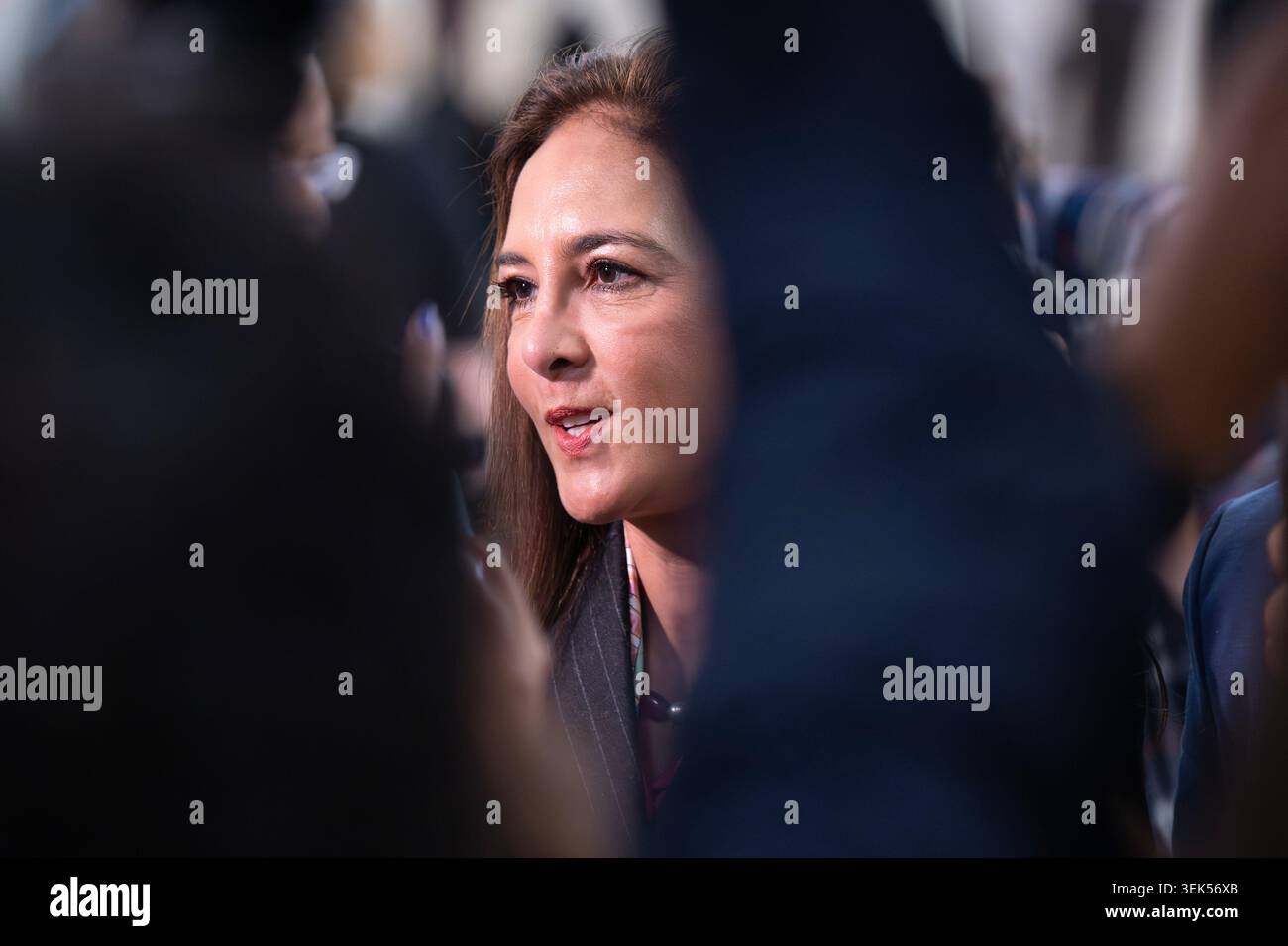 Harmeet K Dhillon, stellvertretender Generalstaatsanwalt der Vereinigten Staaten für die Bürgerrechtsabteilung, spricht nach der Erklärung des ehemaligen Generalstaatsanwalts der Vereinigten Staaten von Amerika Pam Bondiâs vor dem Ausschuss für Aufsicht und Regierungsreform im Rayburn House Office Building auf dem Capitol Hill in Washington, DC, USA, am Freitag, den 29. Mai. 2026. Bondi erscheint als Reaktion auf eine Vorladung, um ihren Umgang mit der Veröffentlichung von Millionen von Dokumenten im Zusammenhang mit dem Jeffrey-Epstein-Skandal zu erörtern. Gutschrift: Ron Sachs / CNP für NY Post (EINSCHRÄNKUNG: KEINE tägliche Post. KEINE Zeitungen aus New York oder New Jersey Stockfoto
