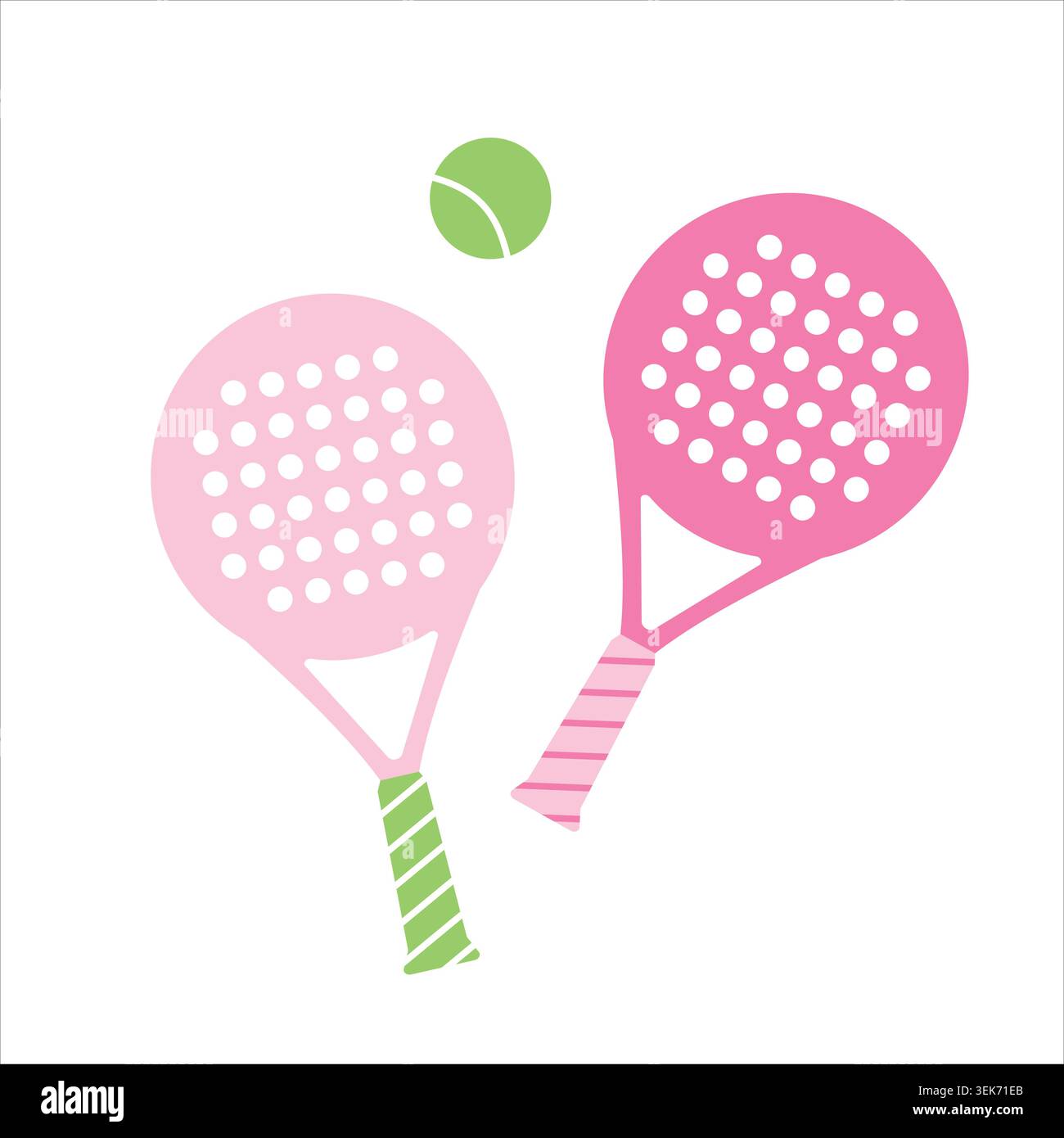 Pinkfarbene Padel Schläger und Ball Illustration. Professionelle Padel Tennisausrüstung Vektor. Stock Vektor
