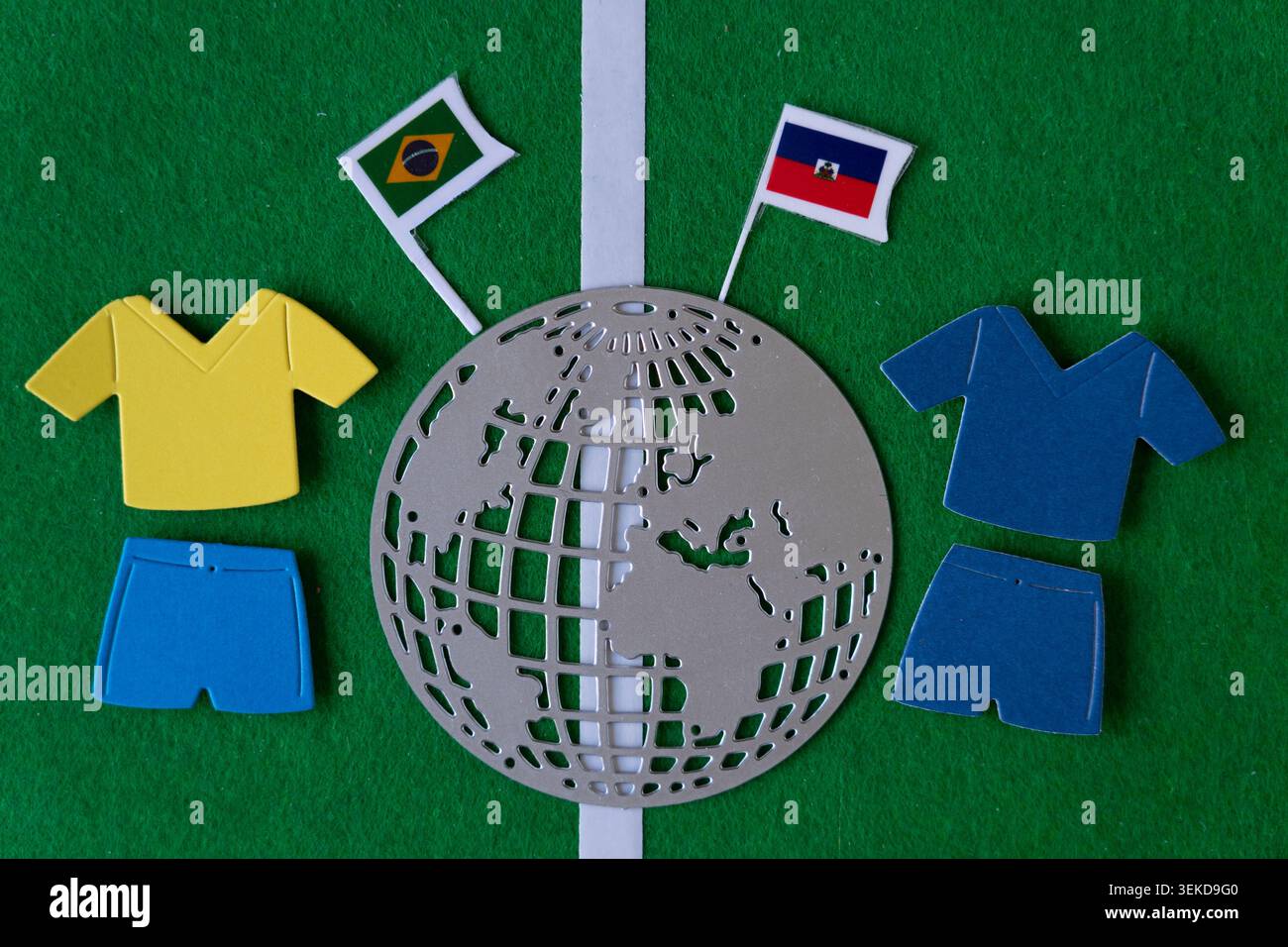 Ein Fußball-Design für internationale Turniere, das speziell auf Inhalte über Sport und Community zugeschnitten ist Stockfoto