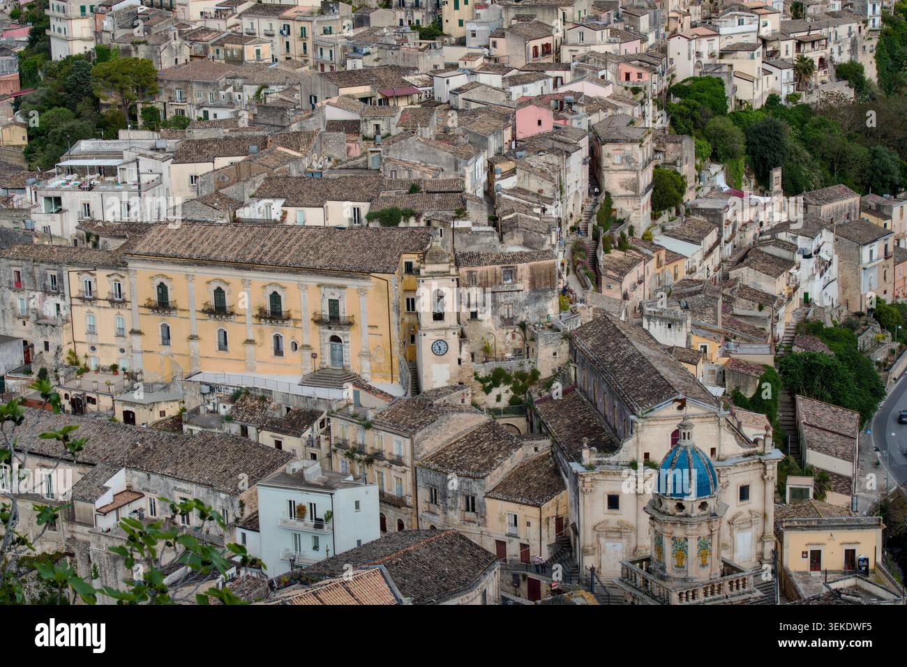 Der Panoramablick auf Ragusa-Ibla, Sizilien, Italien Stockfoto