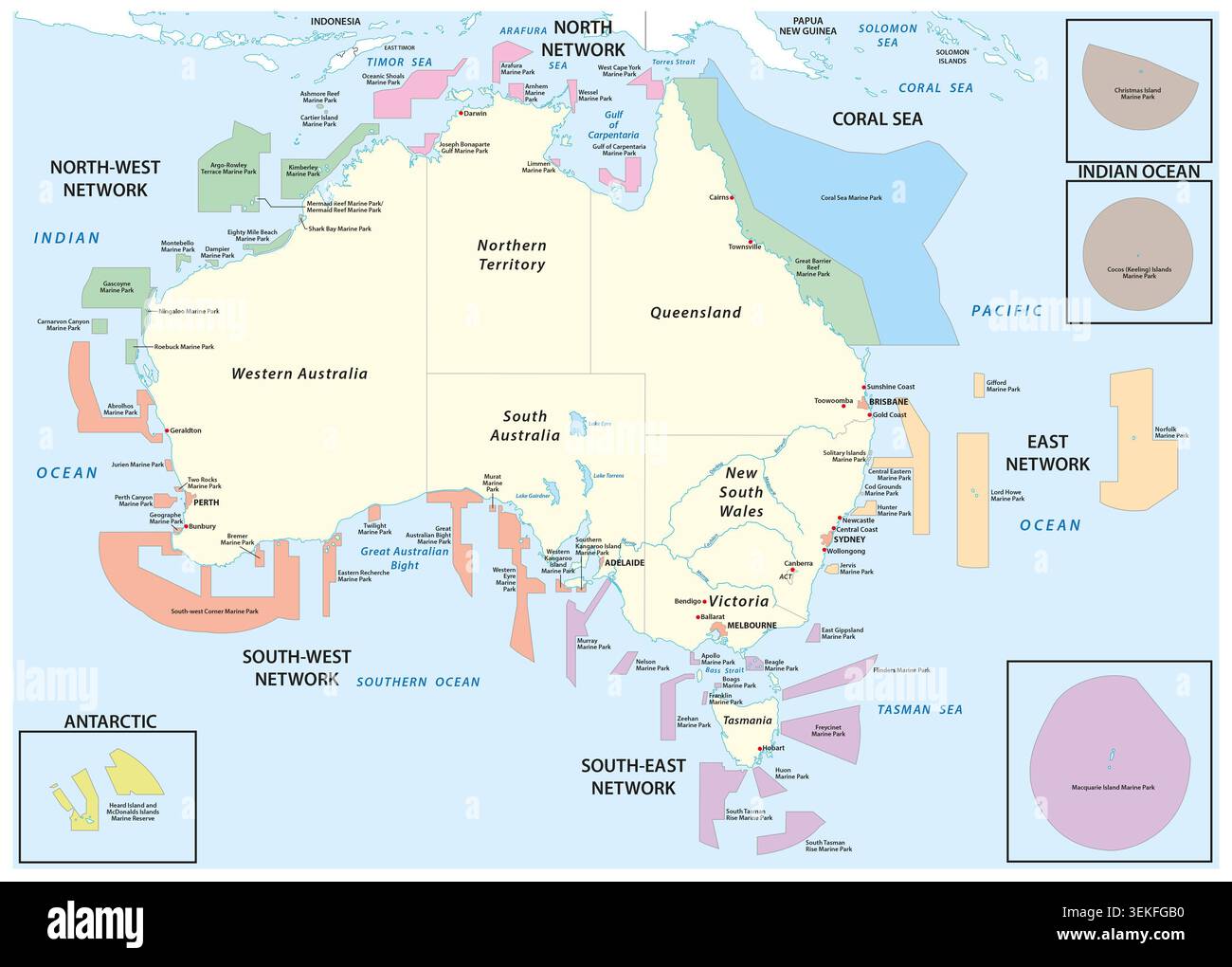 Karte der australischen Meeresschutzgebiete Stockfoto