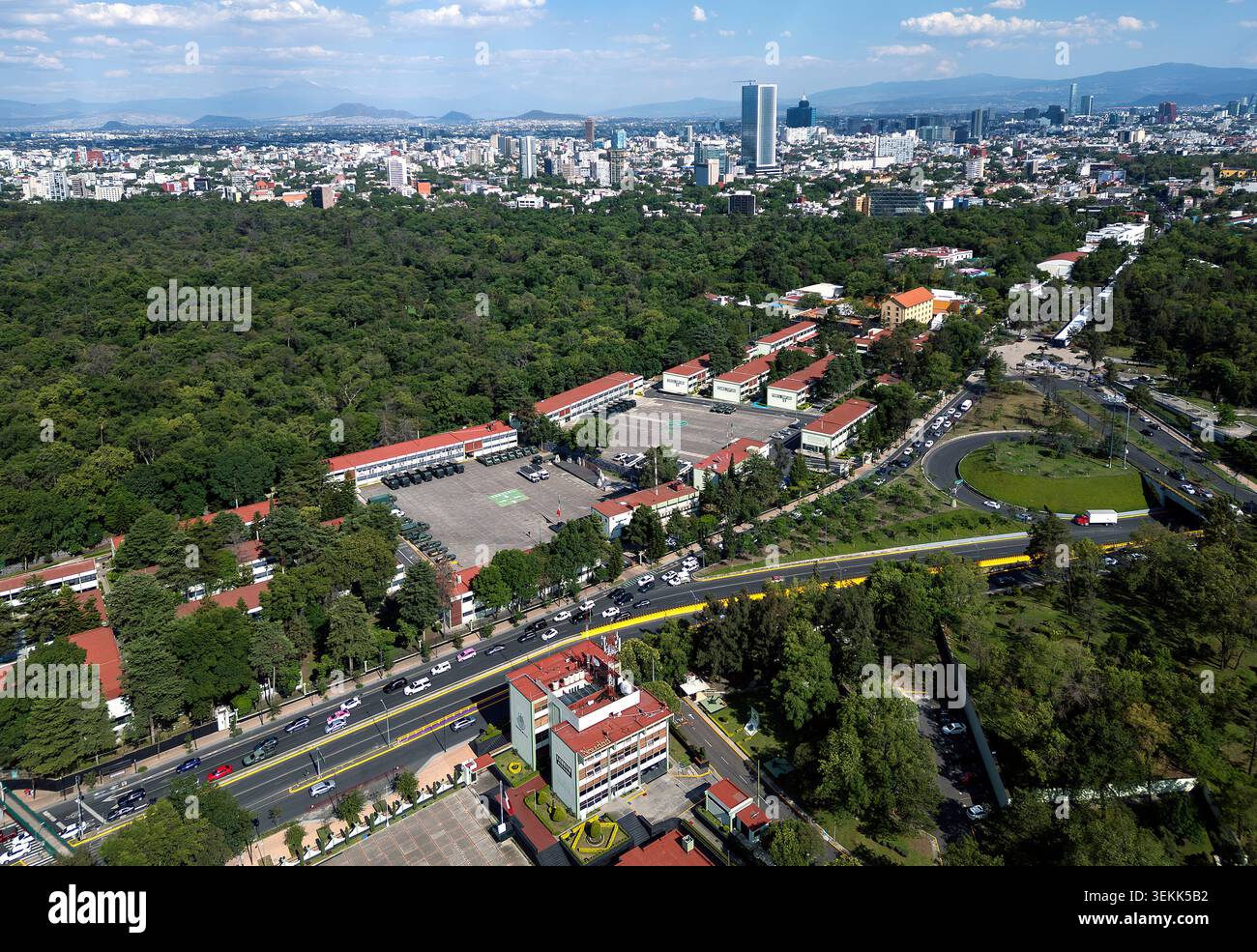 Luftaufnahme der Skyline von Mexiko-Stadt vom Chapultepec Park, Mexiko Stockfoto
