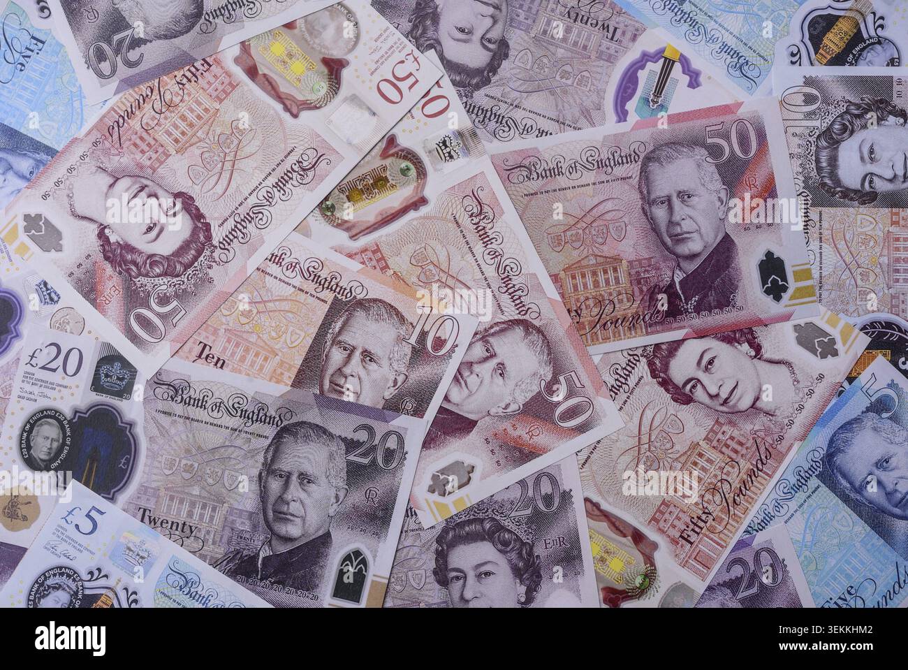 Großbritannien Papiergeld, Pfund Sterling, Bargeld für Finanz- und Geschäftstransaktionen. Großbritannien Geld als Hintergrund für Ihr Design Stockfoto