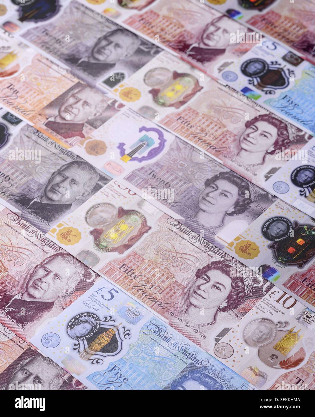 Großbritannien Papiergeld, Pfund Sterling, Bargeld für Finanz- und Geschäftstransaktionen. Großbritannien Geld als Hintergrund für Ihr Design Stockfoto