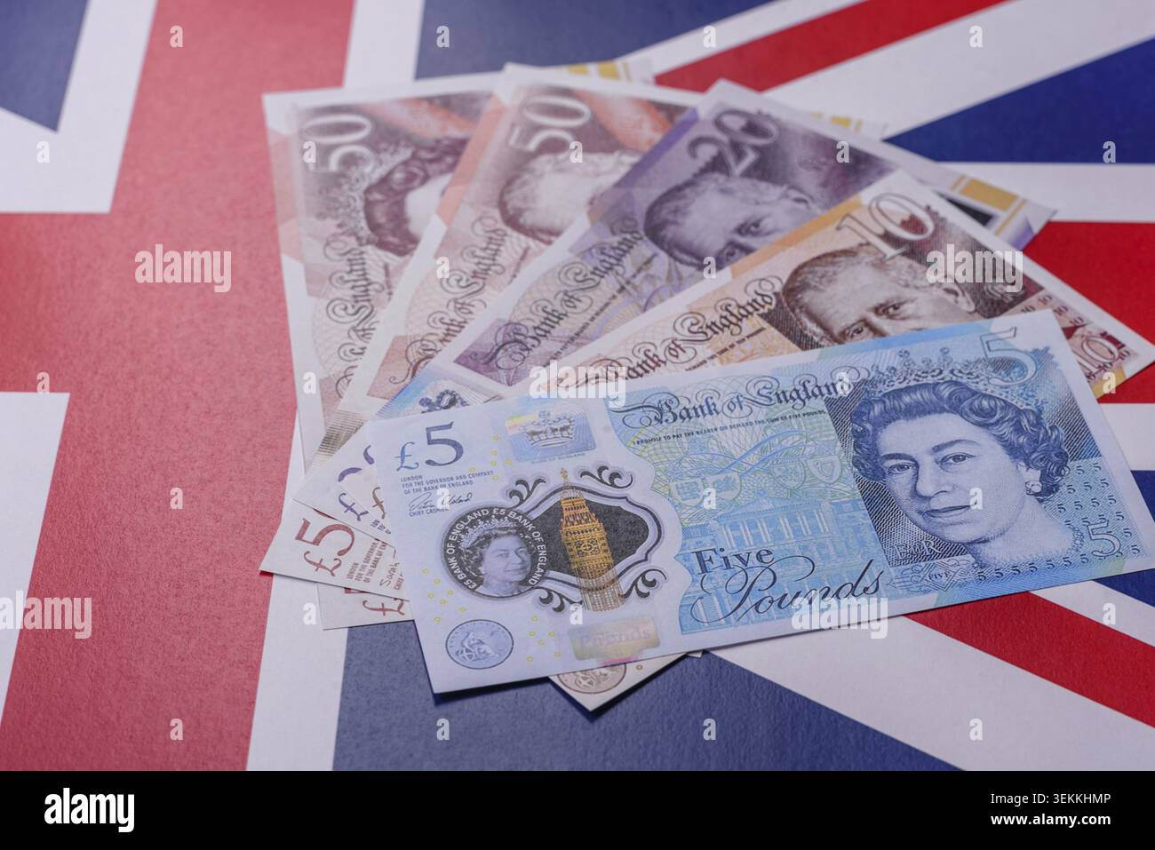 Großbritannien Papiergeld, Pfund Sterling, Bargeld für Finanz- und Geschäftstransaktionen. Großbritannien Geld als Hintergrund für Ihr Design Stockfoto