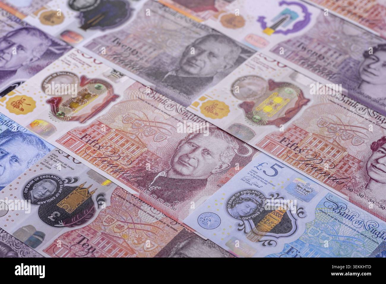 Großbritannien Papiergeld, Pfund Sterling, Bargeld für Finanz- und Geschäftstransaktionen. Großbritannien Geld als Hintergrund für Ihr Design Stockfoto