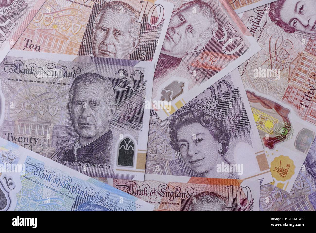 Großbritannien Papiergeld, Pfund Sterling, Bargeld für Finanz- und Geschäftstransaktionen. Großbritannien Geld als Hintergrund für Ihr Design Stockfoto