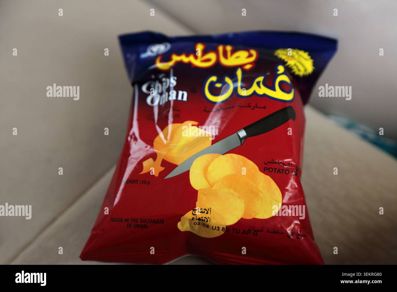 Ein Paket Chips Oman Stockfoto