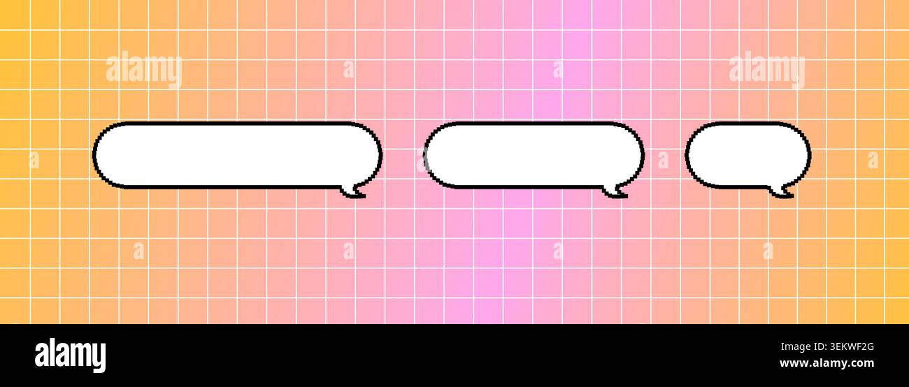 Set von geometrischen Dialogfeldern in verschiedenen Formen. Chatballon oder Textnachricht. Pixelbild-Hintergrund auf Rasterhintergrund Stock Vektor