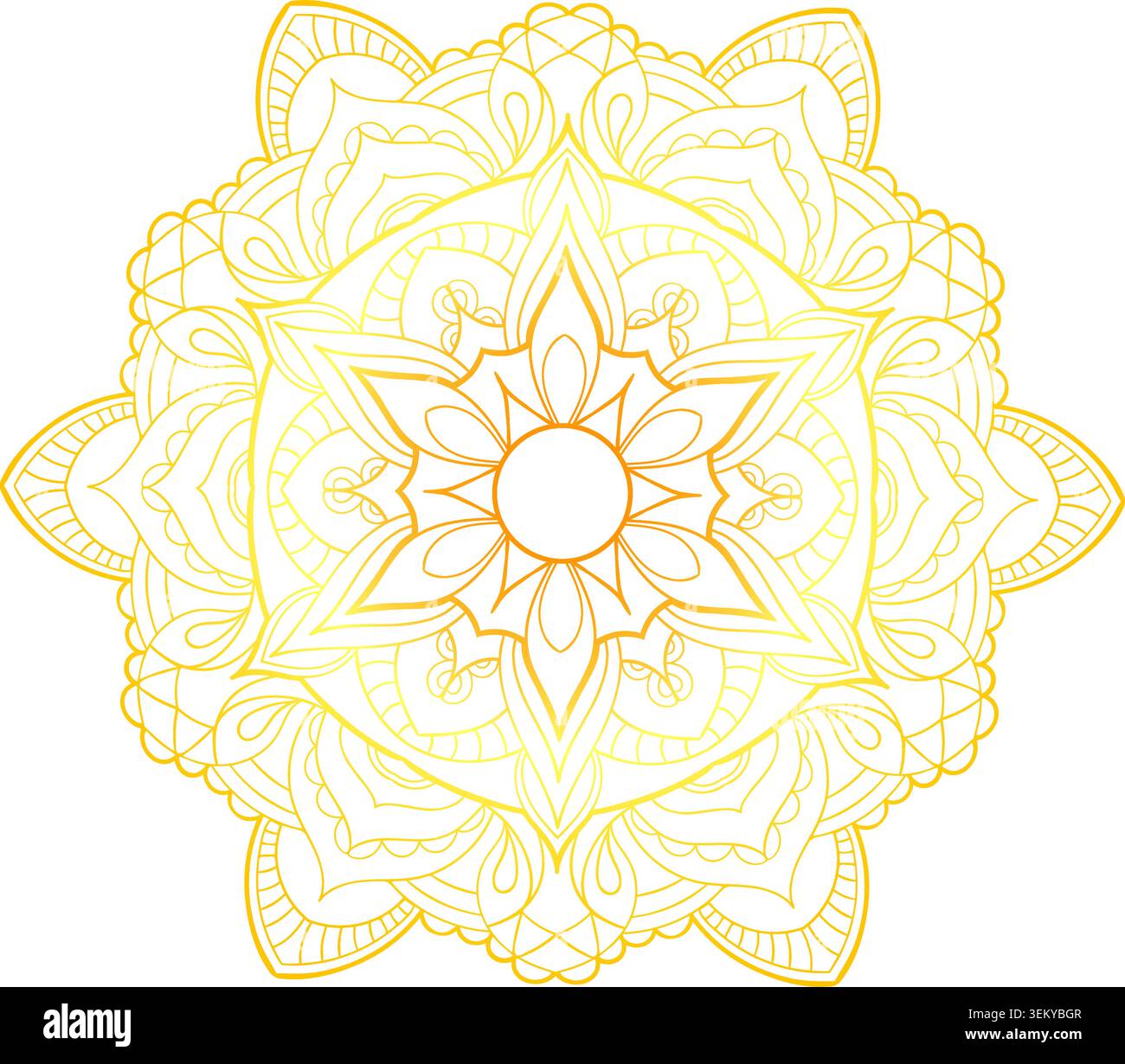 Das gelbe Chakra Mandala strahlt Ruhe und Gleichgewicht aus Stock Vektor