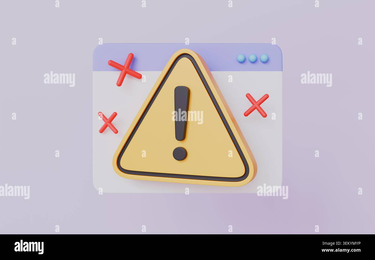 Browser mit Sitezugriff verweigert, Webseitenfehler mit Hinweiszeichen, Datei für Webseite nicht gefunden Stockfoto