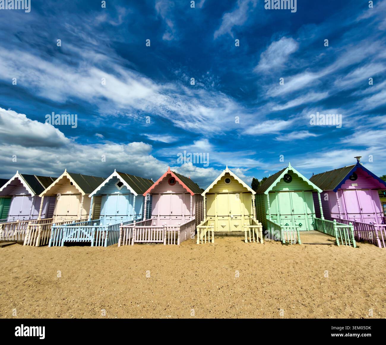 Strandhütten Mersey Island Stockfoto