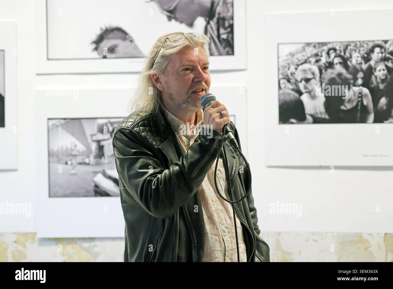 Karoly Gerendai, Gründer eines von Ungarns größten Musikfestivals Sziget Festival bei einer Eröffnungszeremonie in Budapest, Ungarn Stockfoto