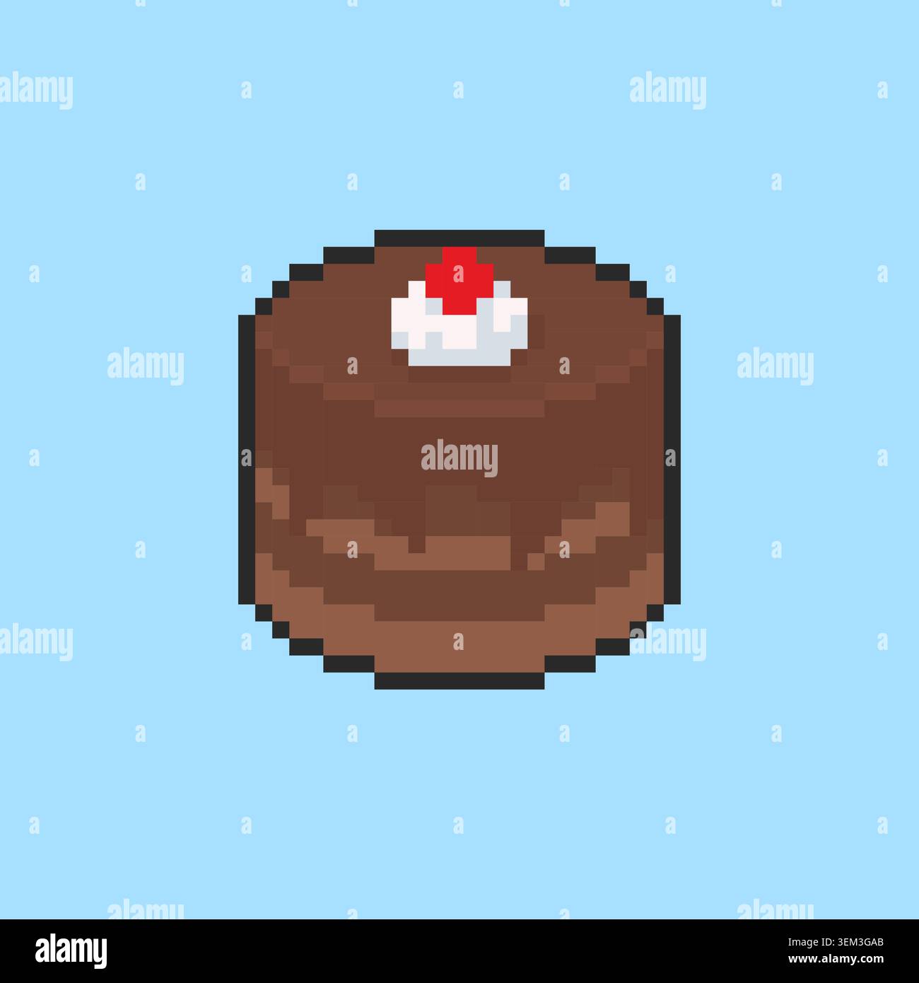 Pixel Art Chocolate Cake Spiel Asset Design Stock Vektor