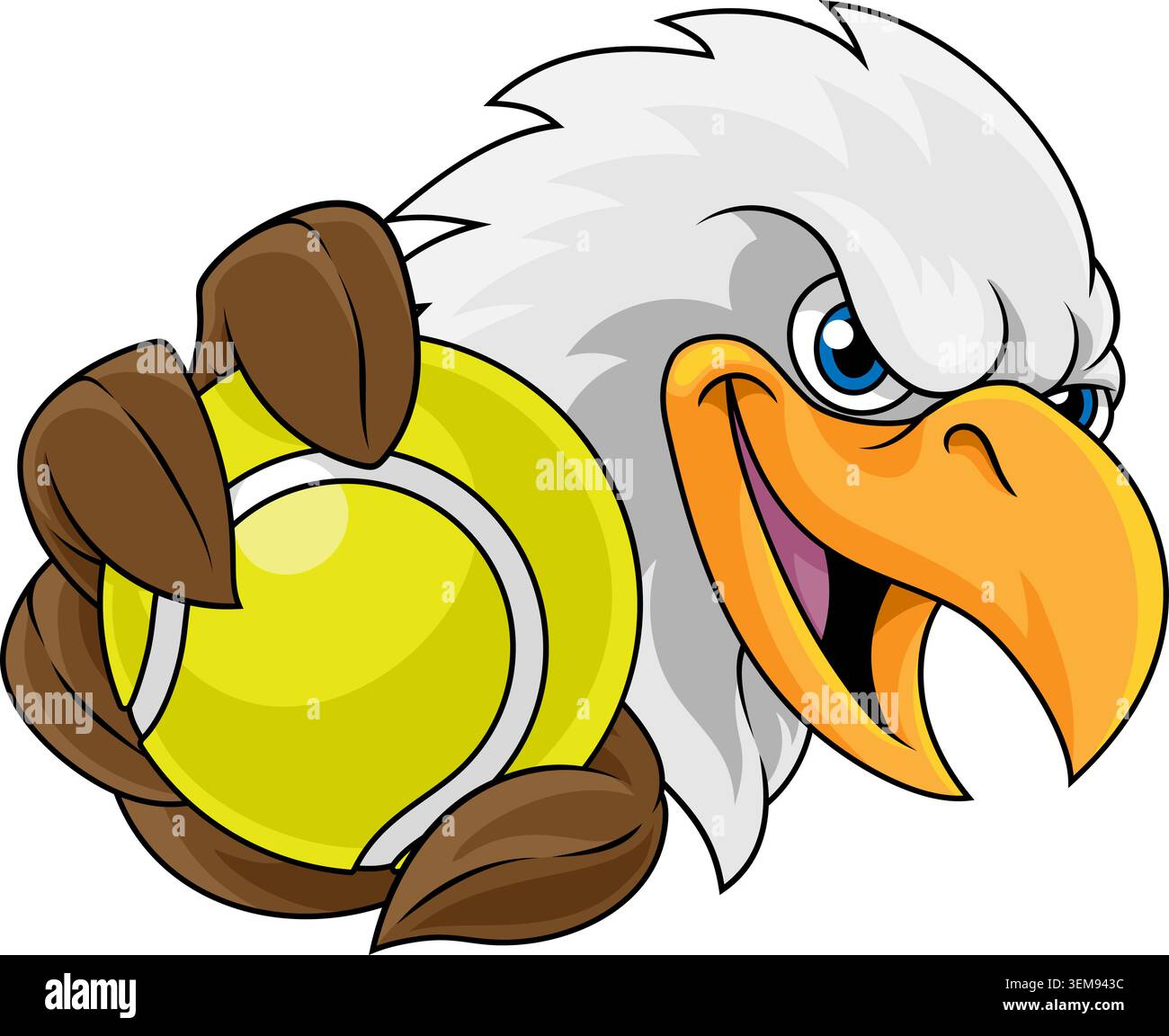 Glatze Eagle Falcon Hawk Tennis Ball Sport Maskottchen Stock Vektor