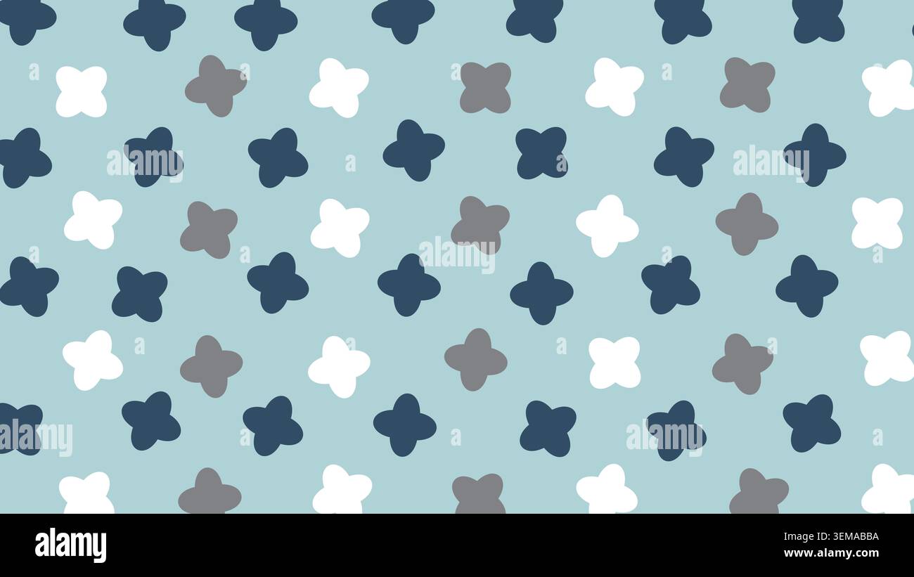 Nahtloses blumenförmiges Muster in Hellblau auf dunklem marineblauem Hintergrund. Ideal für Textil- und dekorative digitale Hintergründe Stockfoto