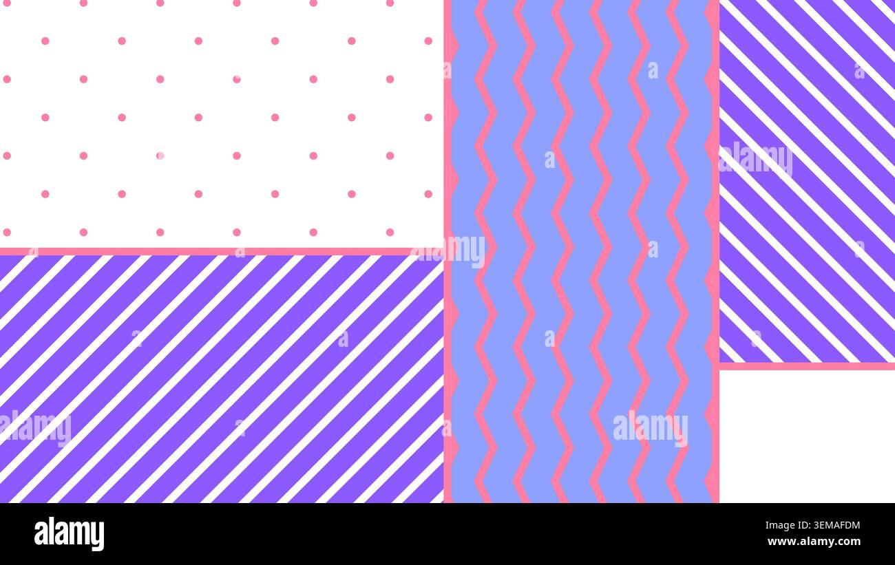 Minimalistischer abstrakter Hintergrund mit geometrischen Formen in sanftem Pastellblau, Lila und Rosa und dezenten Linienakzenten. Ideal für trendige, moderne und kreative Designkompositionen Stockfoto