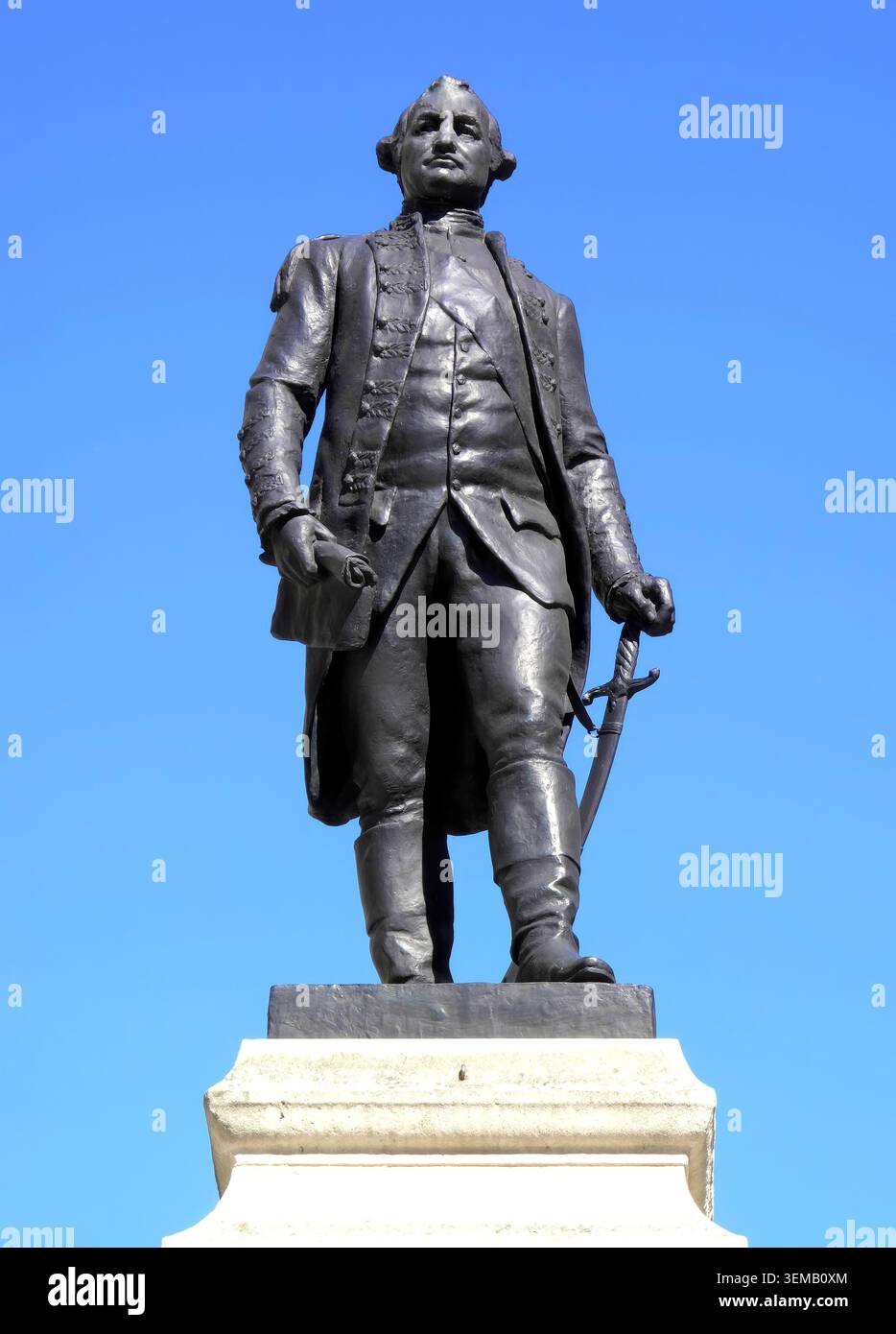 Bronzestatue von Robert Clive aus Indien London England Großbritannien, dem zugeschrieben wird, Indien für das britische Empire und die Schande für das Black Hole zu sichern Stockfoto