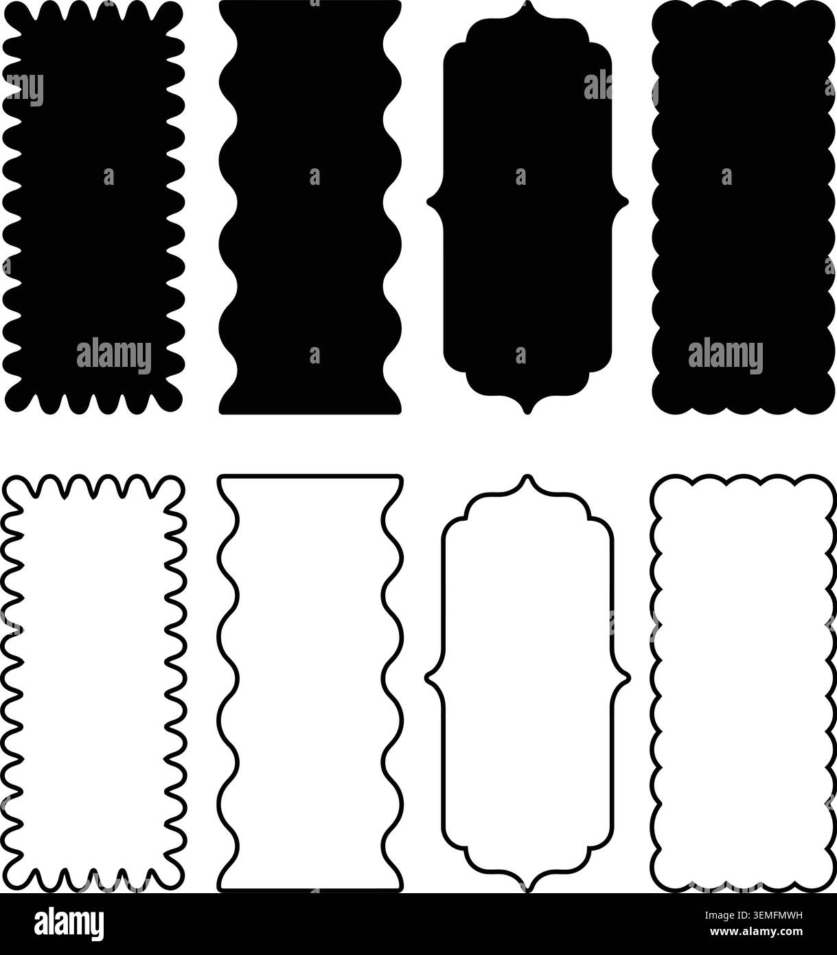 Kollektion mit dekorativem Rand und Rahmen Silhouette Vektor-Illustration Stock Vektor