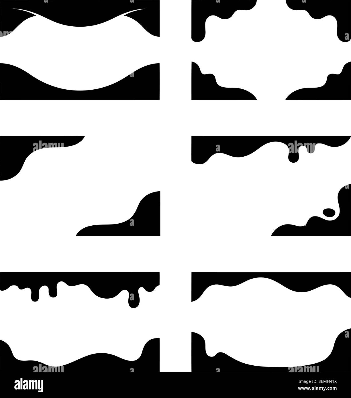 Flüssiger Rahmen und abstrakte Ecke Silhouette Vektor Illustration Stock Vektor