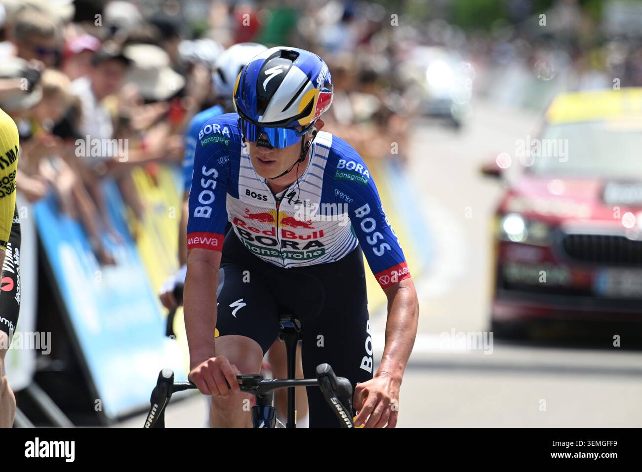 07-06-2026 Tour Auvergne - Rhonealpes; Tappa 01 Vizille - Saint Ismier; 2026, Red Bull - Bora Hansgrohe; Van Gils, Maxim; Saint Ismier; Stockfoto