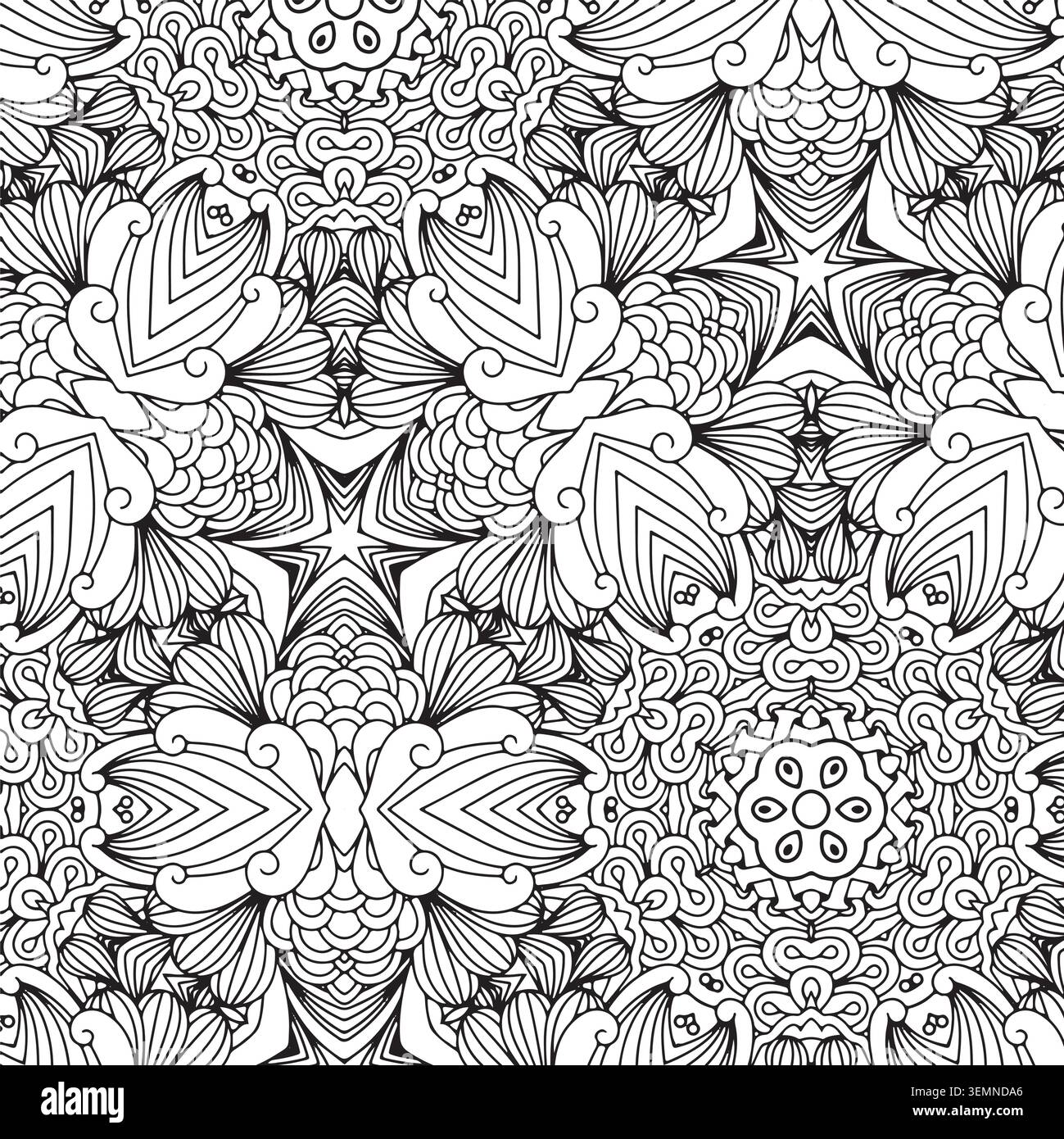 Dekorative Mandala-Malseiten mit komplizierter Linienkunst Stock Vektor