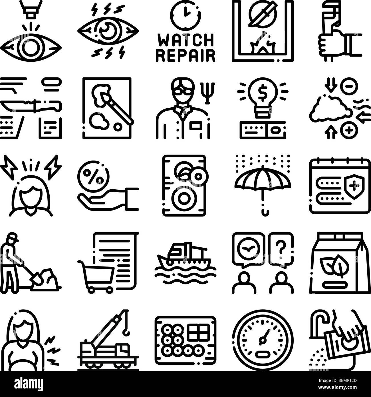 Service und technischer Support zeigen die Symbolsammlung an Stock Vektor