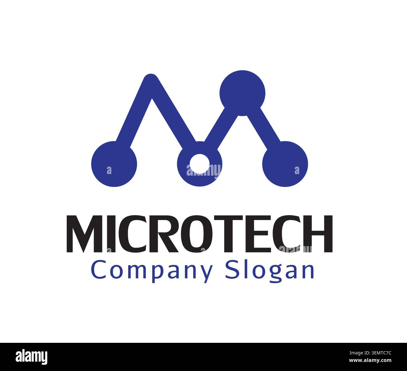 Ein modernes und minimalistisches Logo mit dem Buchstaben m, der mit verbundenen Punkten und Linien für Technologie versehen ist Stock Vektor