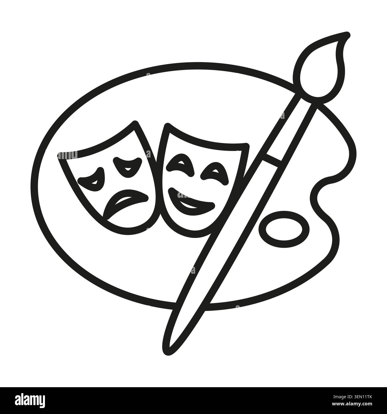 Theater Masken Pinsel Palette Vektor Symbol bietet Drama Art Performance kreatives Konzept. Highlights künstlerische Unterhaltung Kultur Kreativität de Stock Vektor