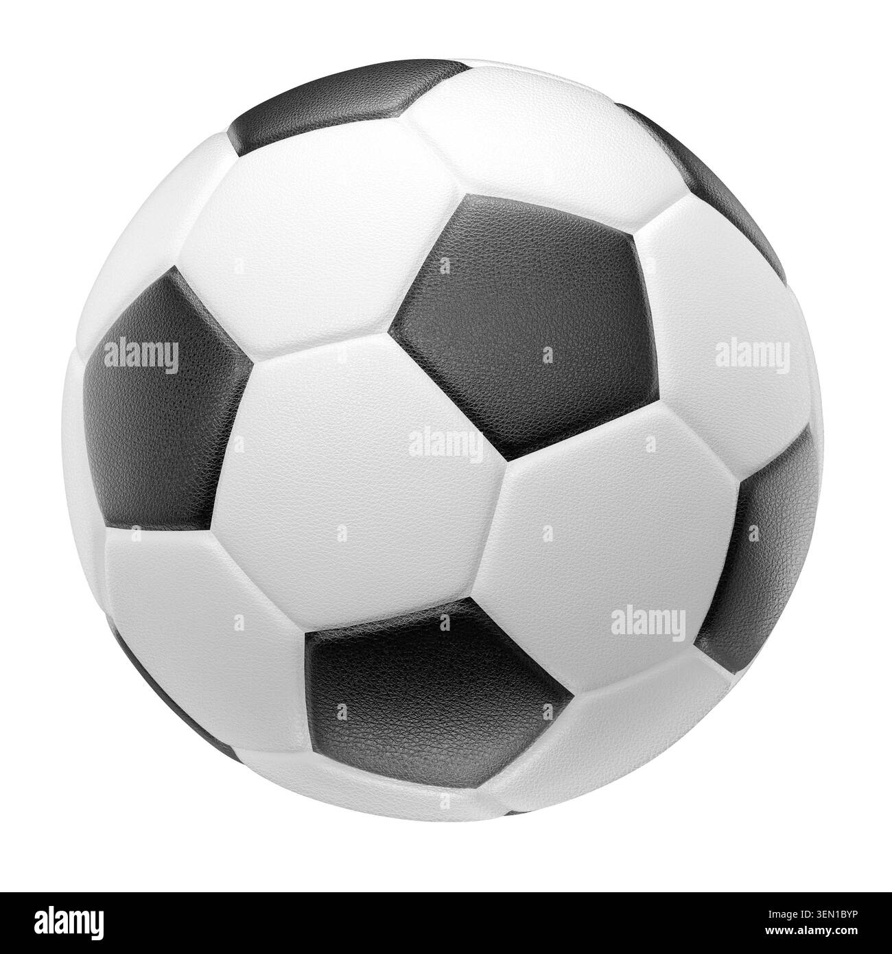 Isolierter Fußball 3D klassischer Schwarz-weiß Stockfoto
