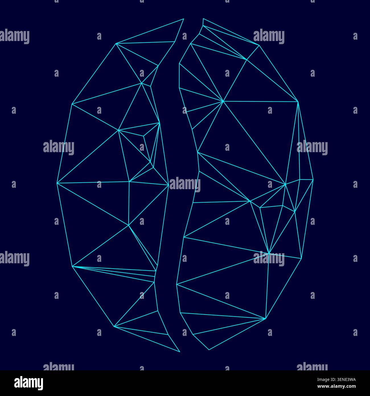 Kaffeebohne niedrige Poly Triangulation triangulierte polygonale elektrische Zyanblau leuchtend Aqua Neon Farbe Vektor Illustration Bild Umrisskontur Linie Stock Vektor