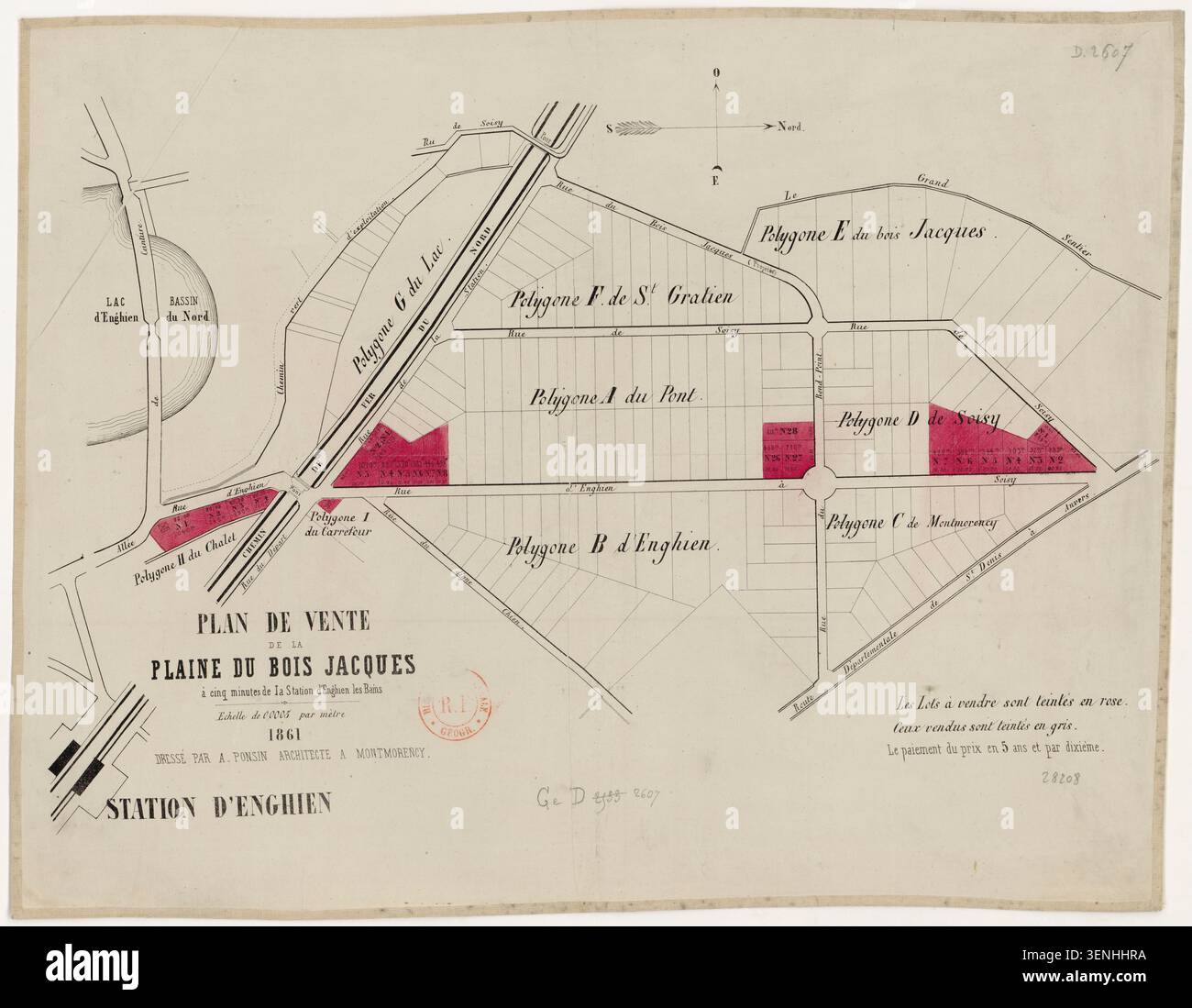 Diese Karte bezieht sich auf Enghien-les-Bains und zeichnet lokale geografische Informationen auf, die mit dem Gebiet verbunden sind. Das Dokument präsentiert kartographische Erfassungen des Ortes und trägt zur kartographischen Geschichte der Gemeinde und ihrer Umgebung bei. Stockfoto