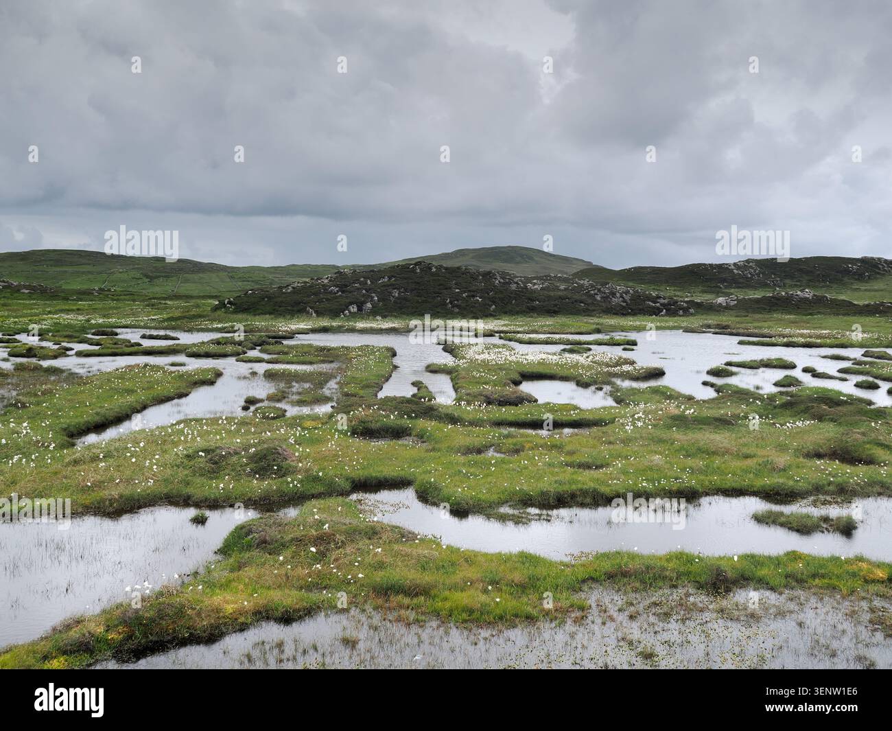 Moor in der Nähe des zentralen Hochpunkts von Inishbofin, Connemara, Irland Stockfoto