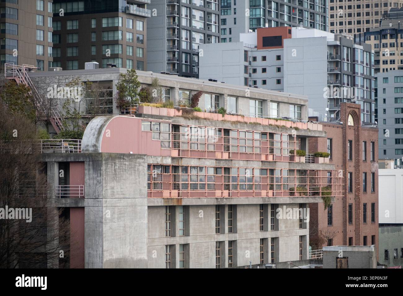 Moderne Wohn- und Geschäftsarchitektur in Downtown Seattle Washington USA Stockfoto