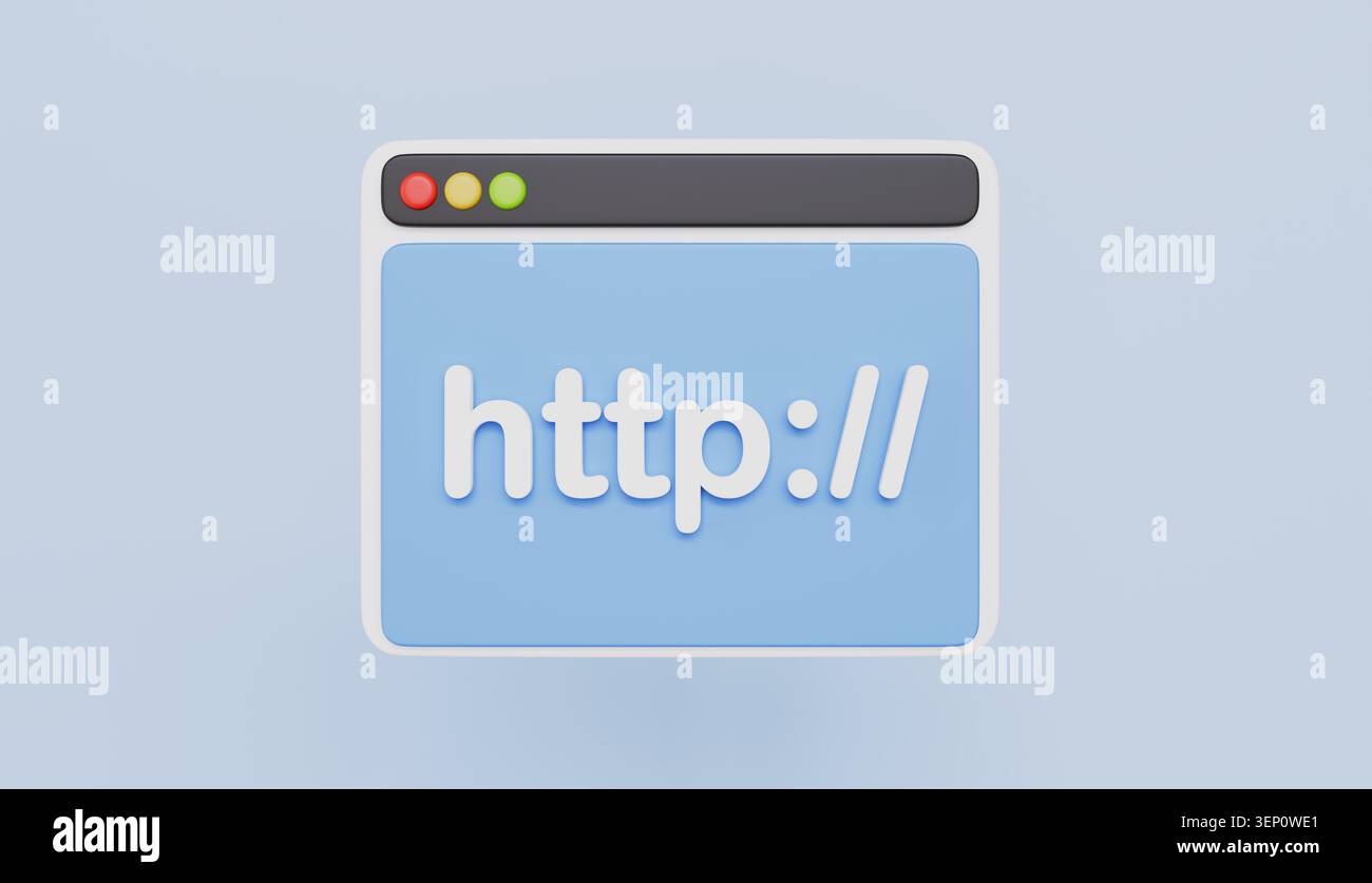 Website-Adresse mit Hyperlink, Webfenster mit HTTP-Link, Daten-Webbrowser-Seite Stockfoto