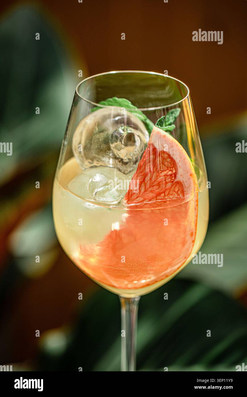 Erfrischender Zitruscocktail mit Grapefruit und Minze Stockfoto