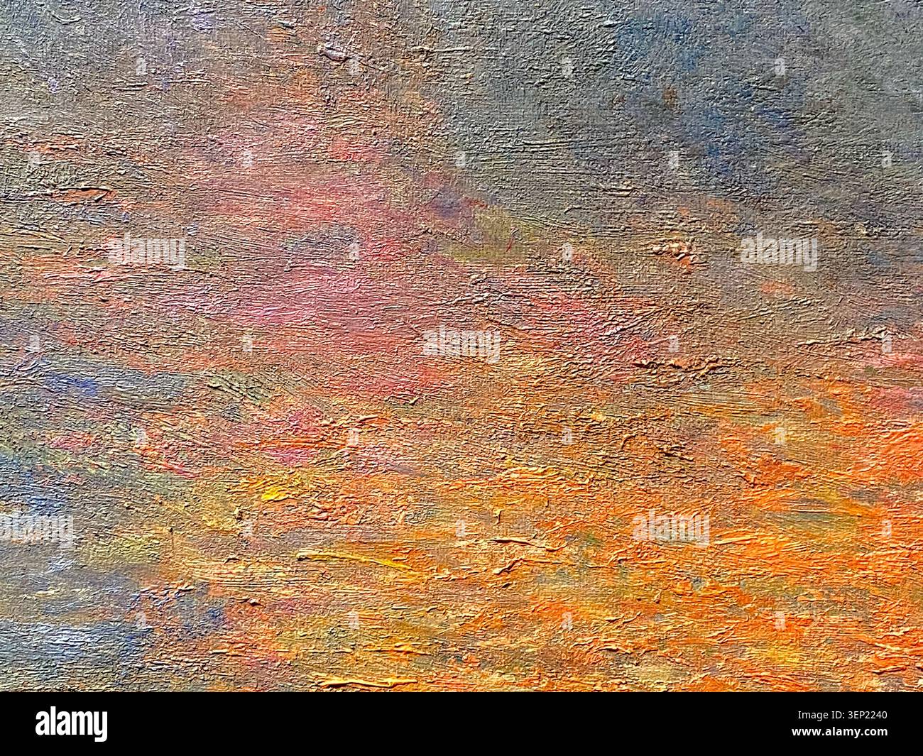 Nahaufnahme farbenfroher Pinselstriche in einem klassischen Meisterwerk des Impressionismus Stockfoto