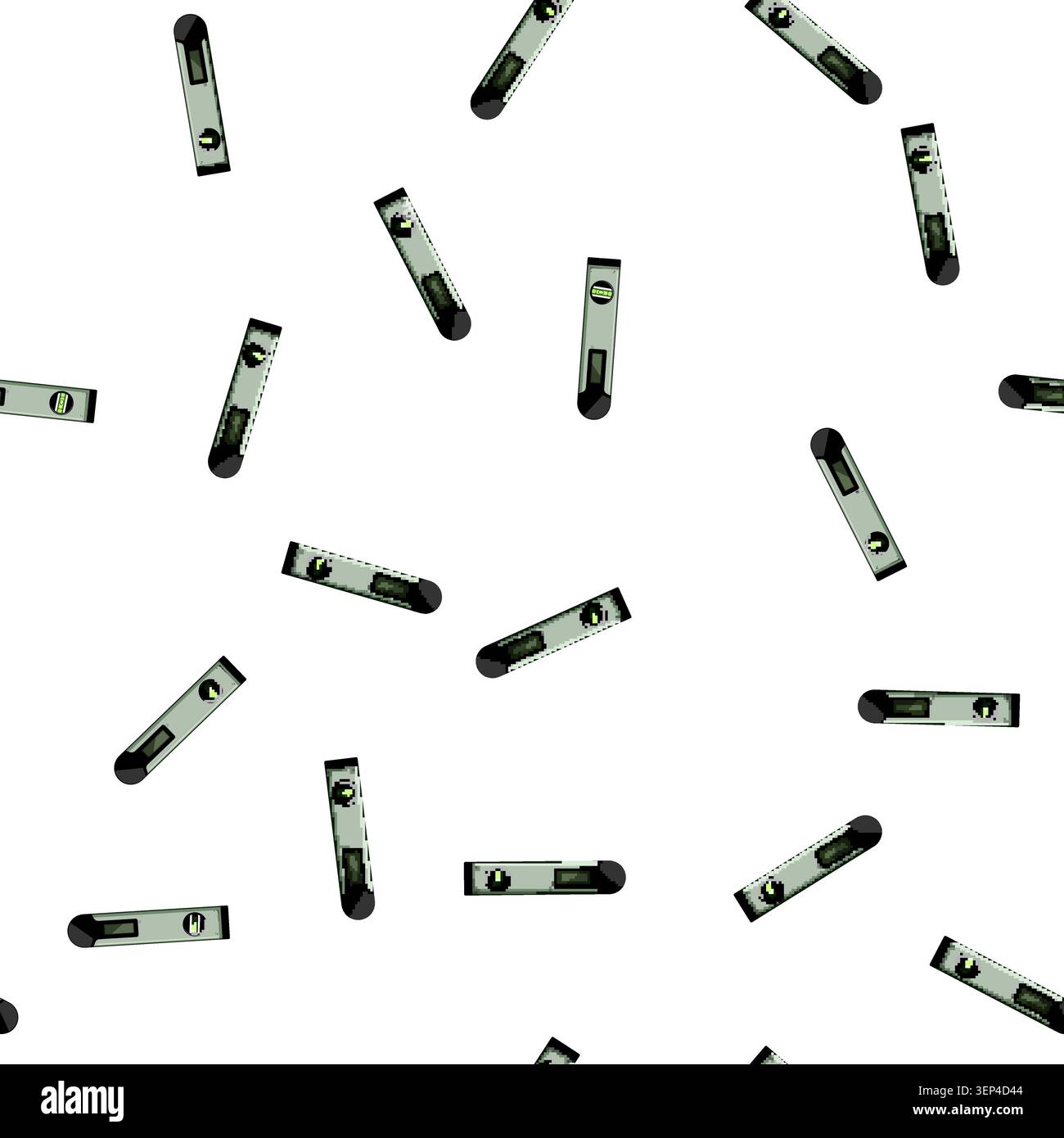 Die Illustration der Wasserwaage zeigt eine zentrierte Blase im Fläschchen und eine digitale Anzeige, die Genauigkeit, Qualität und sorgfältiges Arbeiten symbolisiert Stock Vektor