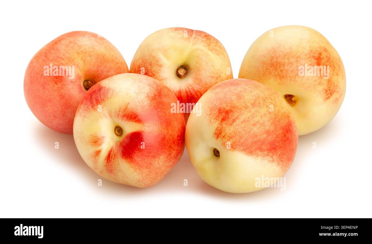 Weißer Nektarinpfad isoliert auf Weiß Stockfoto