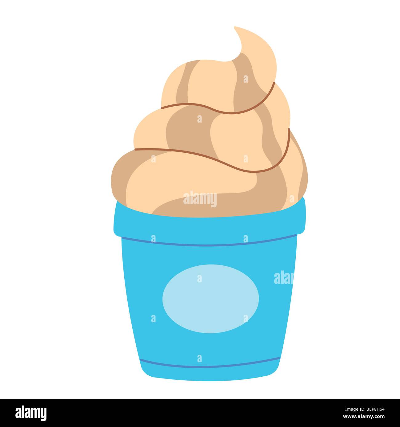 Eis in einer Tasse. Flache handgezeichnete Abbildung. Dessertdesign. Vektorillustration auf weißem Hintergrund isoliert. Stock Vektor