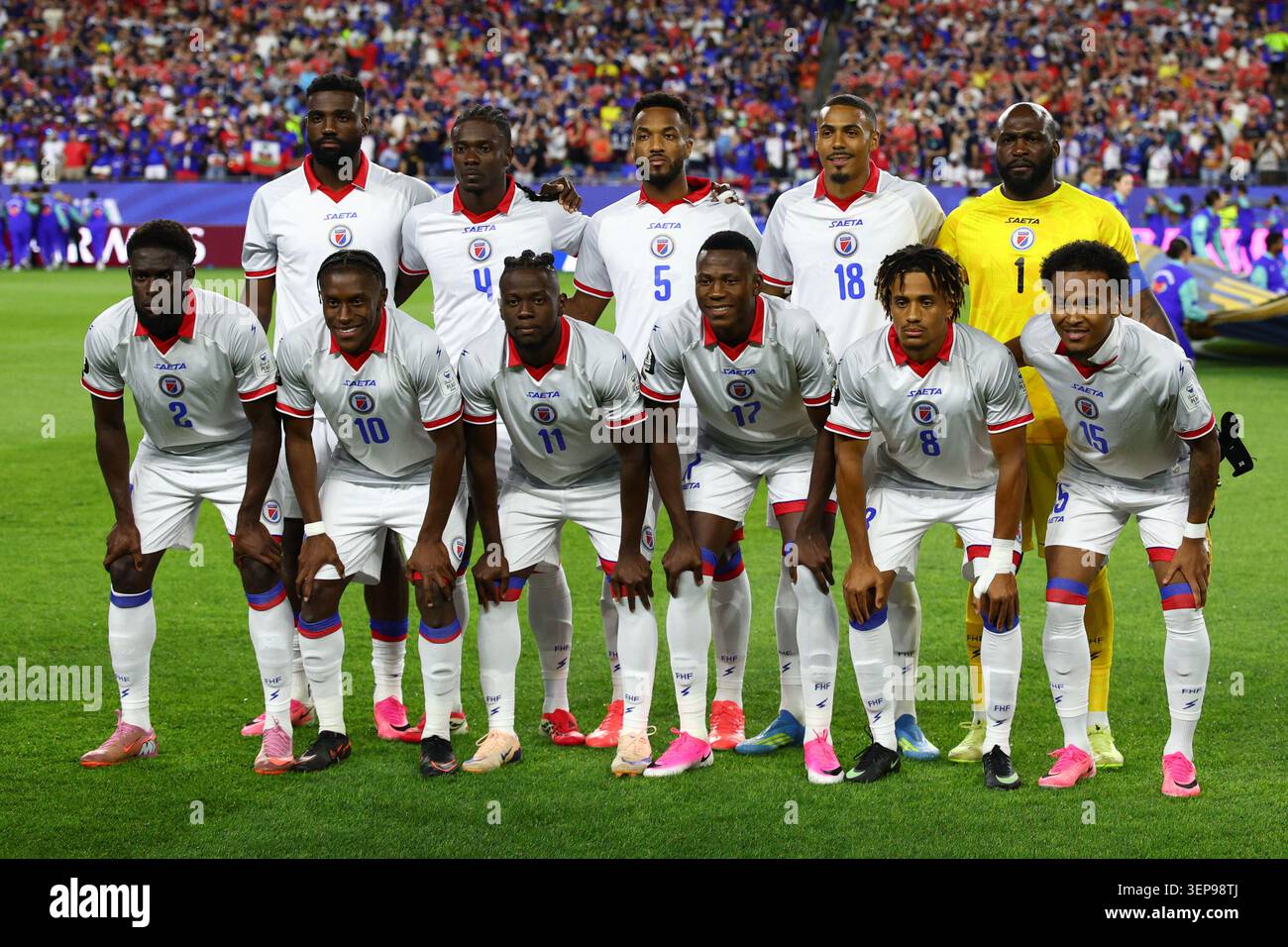 BOSTON, USA - 13. Juni 2026: Haiti startet beim Spiel der Gruppe C der FIFA-Weltmeisterschaft 2026 zwischen Haiti und Schottland im Boston Stadium (Quelle: Craig Mercer/Alamy Live News) Stockfoto