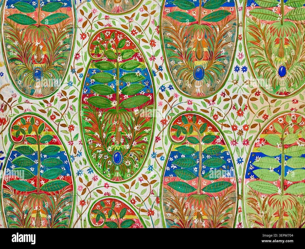 Raoul Dufy (Französisch 1877–1953) – Kaschmir – 1924 – in den 1910er und 1920er Jahren arbeitete Raoul Dufy intensiv mit dem berühmten französischen Seidenhersteller Bianchini-Férier zusammen, um revolutionäre Mode- und Polstermuster zu kreieren, die Avantgarde-Kunst mit kommerziellen Textilien verschmelzen. Stockfoto