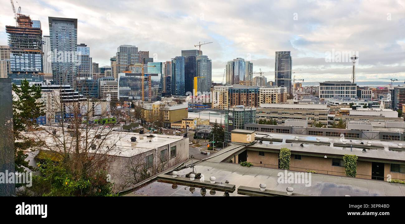 Seattle Downtown Skyline mit Space Needle und Urban Development Stockfoto