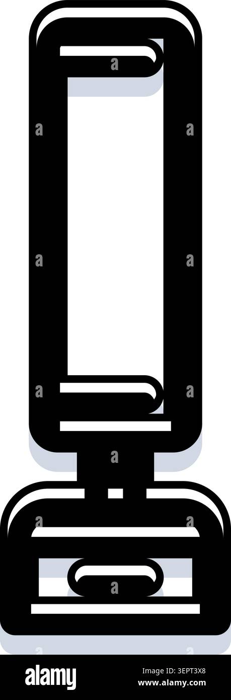 Abstrakte geometrische Ikone in Schwarz und weiß mit einer schlanken vertikalen rechteckigen Form mit abgerundeten Kanten, entworfen mit einer modernen minimalistischen Ästhetik von f Stock Vektor