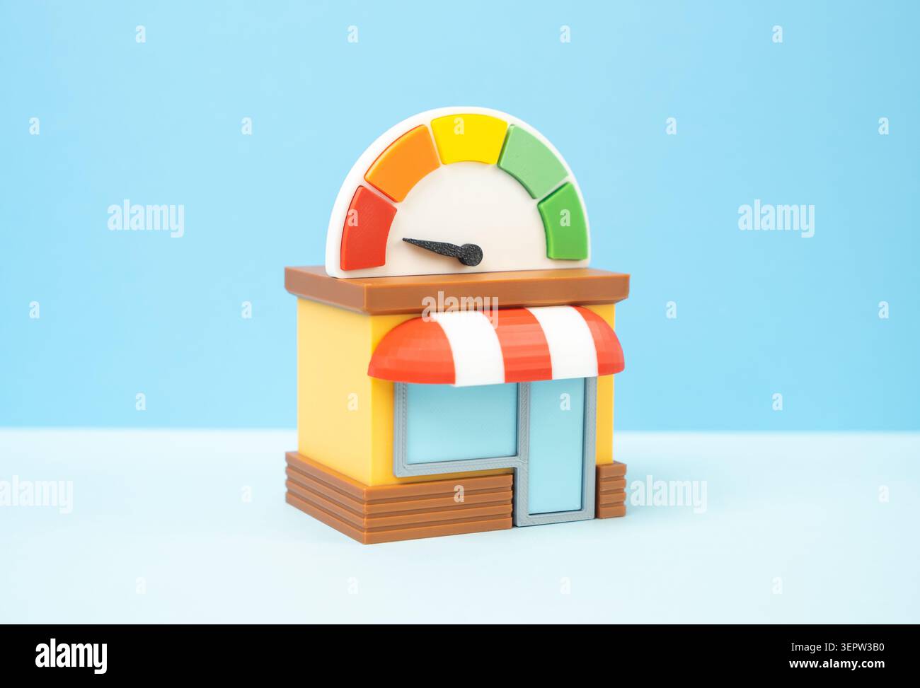 Der Store zeigt geringe Umsätze und Kundenzufriedenheit. Geschäftsleistung und Rentabilität sind schlecht. Stockfoto