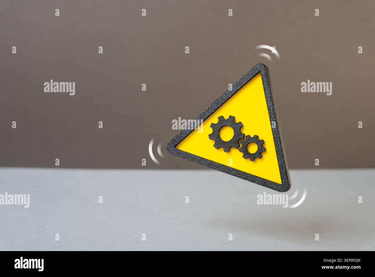 Wartungssymbol. Achtung: Bedienen von Maschinen und Geräten. Stockfoto